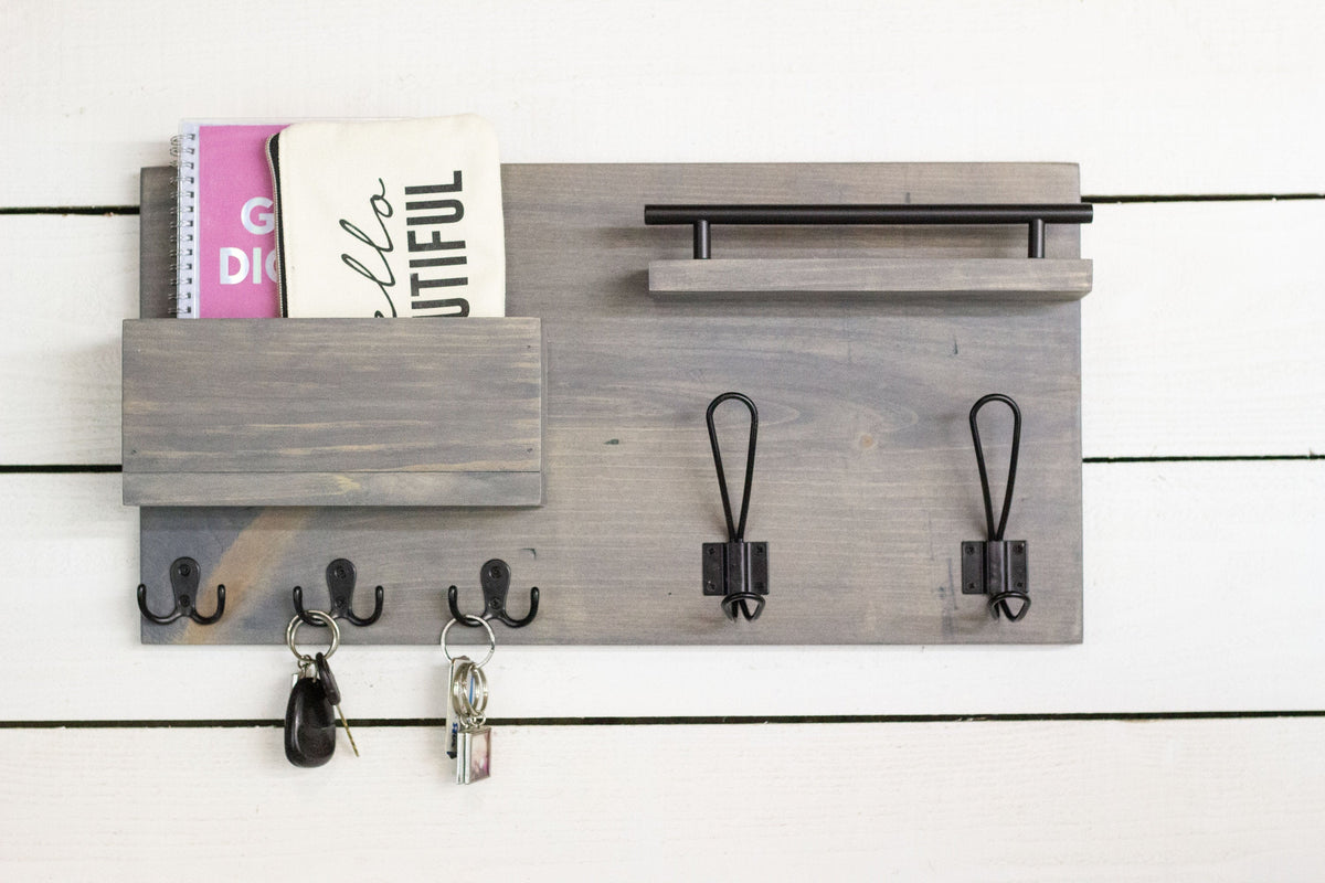 Home Entry Organizer, Coat Rack, Key Hook and Mail Holder